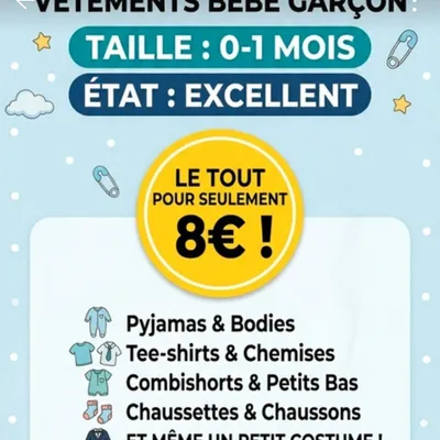 Lot vetements ete bébé 0-1 mois